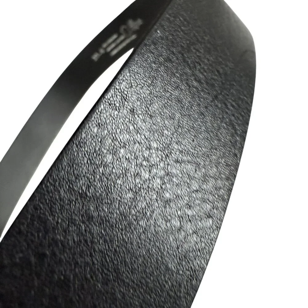 Pele Genuina Men's Belt Sz 46 Black Leather Gold-Tone Buckle Basic Vintage